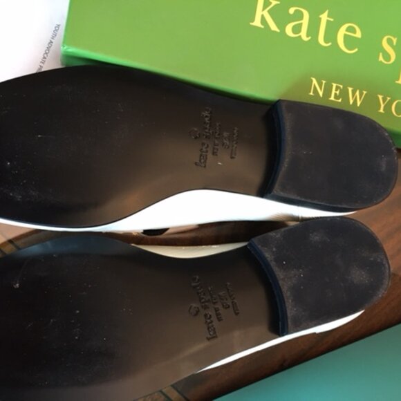 KATE SPADE NEW YORK GENEVIEVE OFF WHITE CRINKLE PATENT LEATHER 8 1/2M SHOES - Picture 7 of 7